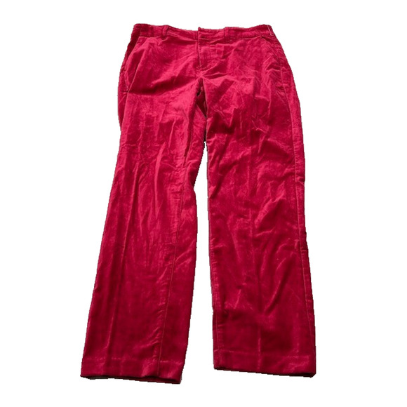 NWT GAP Womens Downtown Velvet Pants Straight Leg Flat Front Career Red Size 8 - Picture 1 of 11